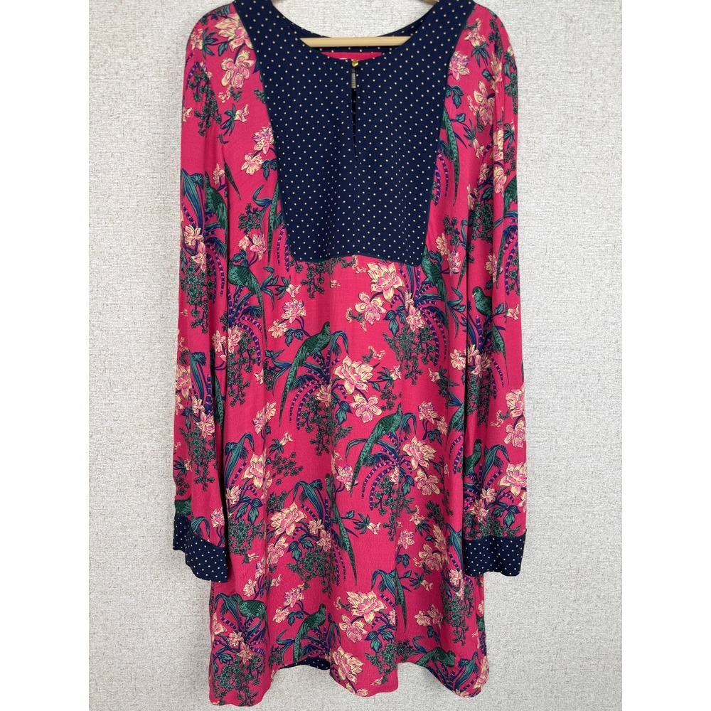 Maeve by Anthropologie Mini Tunic Dress Pink Floral & Navy Polka Dot-12